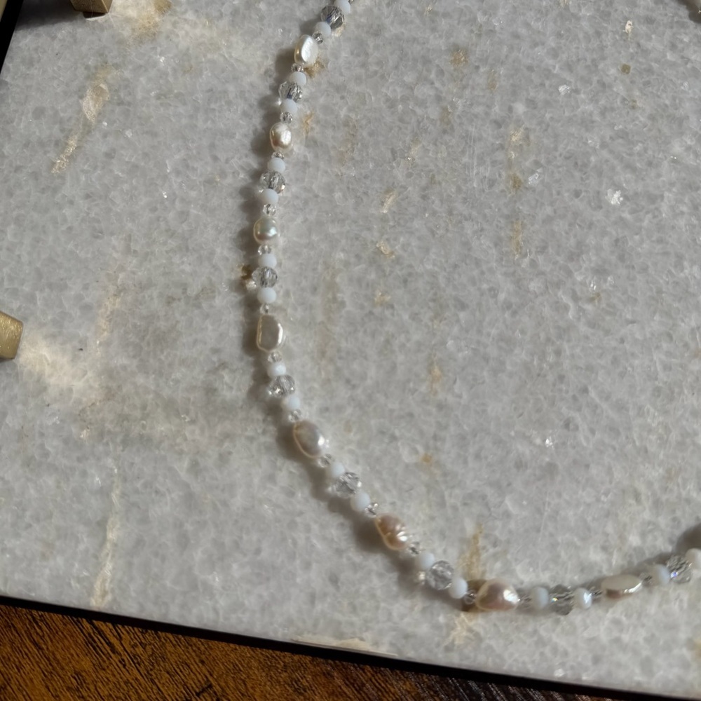 Genuine Freshwater Pearl & Swarovski Crystal Necklace - Picture 4 of 7